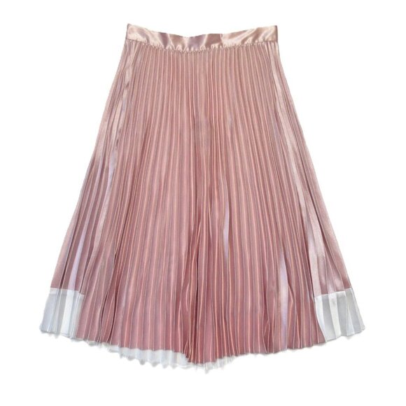 NWT Ted Baker Glaycie in Pink Satin Flared A-line Pleated Midi Skirt 3 / US 8 - Picture 1 of 3